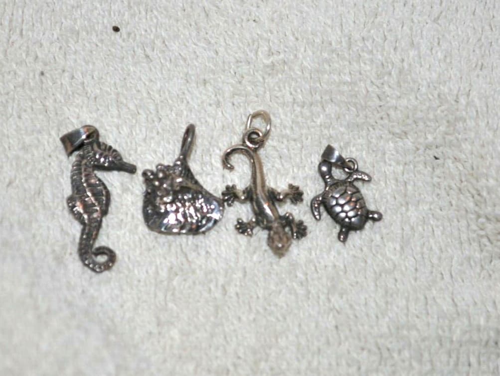 seahorse turtle shell lizard Charm Pendant l LOT 925 STERLING SILVER 5 grams
