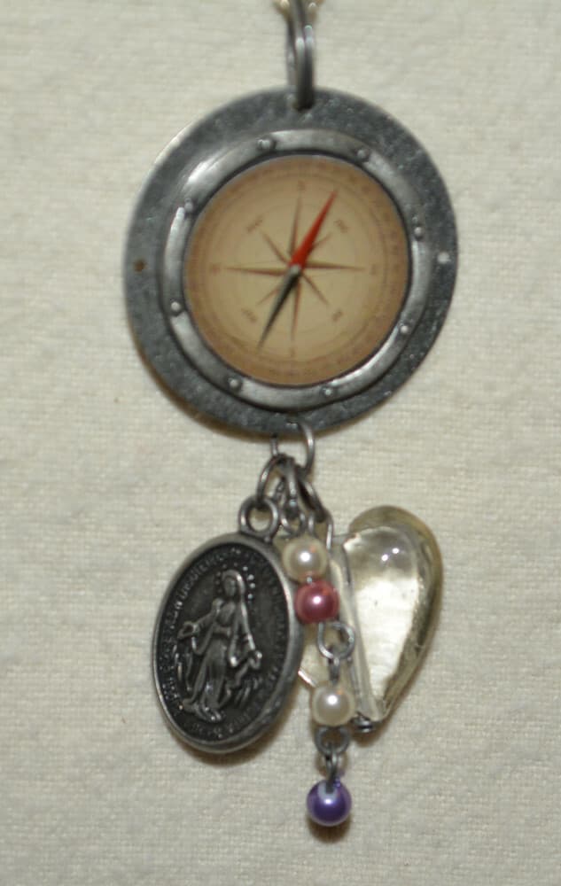 MORAL Compass Necklace heart icon Charm Pendant Direction one of a kind