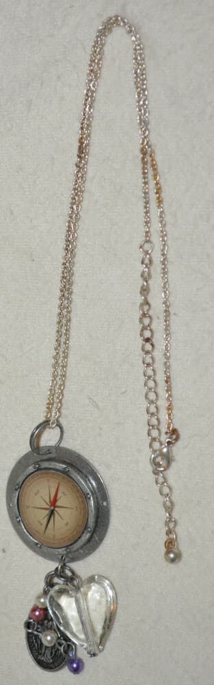 MORAL Compass Necklace heart icon Charm Pendant Direction one of a kind