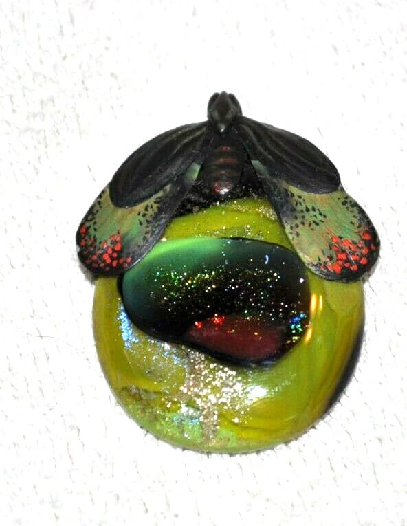 Luminous insect signed FLORES 2005 Glass Pendant artist made