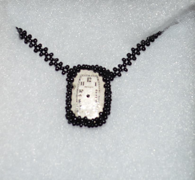 NEW NWT dunitz $ co watch face beaded necklace