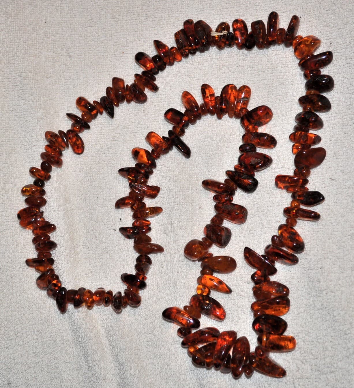 BEAUTIFUL Vintage BEADED AMBER NECKLACE 36" inches long