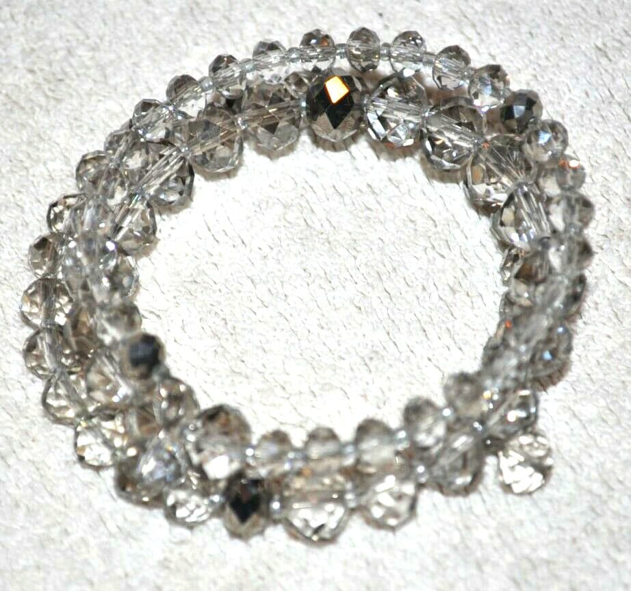 Vintage Art Deco Faceted Crystal Bead Wrap Bracelet sparkles feels so goood
