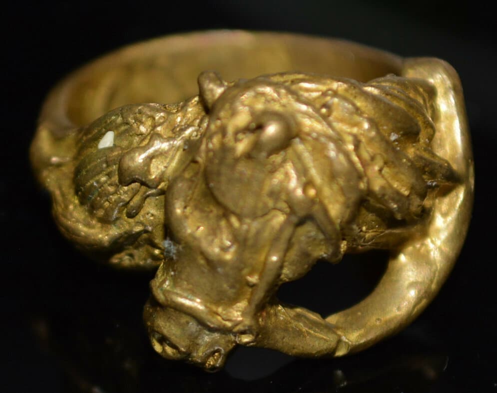 BRUTALIST HORSE brass metal ring OMG this is the best ever
