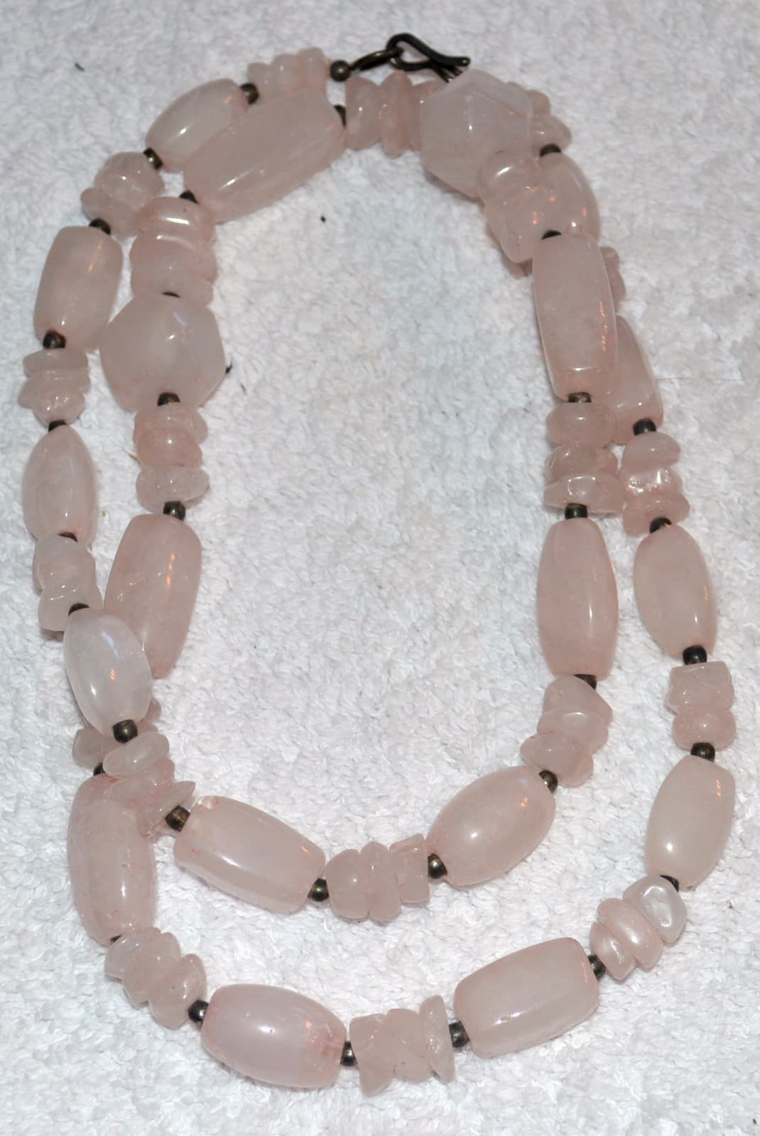 EXCELLENT 24"" NATURAL ROSE QUARTZ GEMSTONE NECKLACE