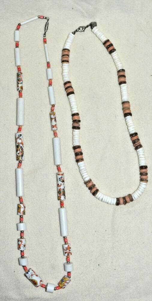 PUKA SHELL NECKLACE SURFER & another cool necklace LOT OF 2