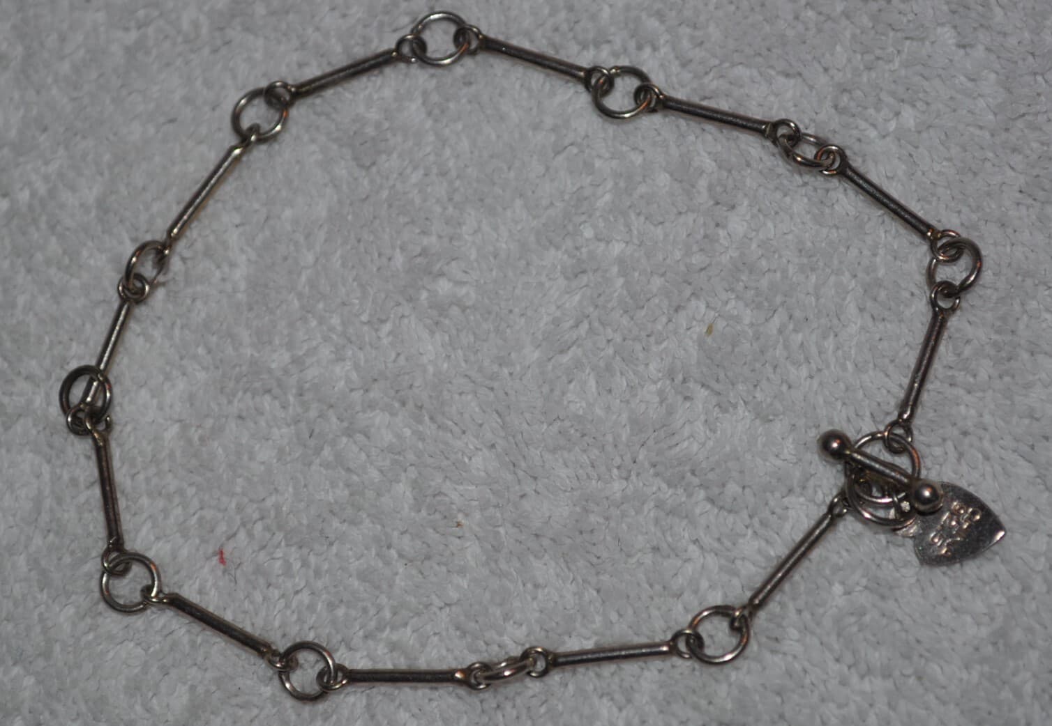 925 Sterling Silver ANKLE BRACELET Chain Heart Charm 10"