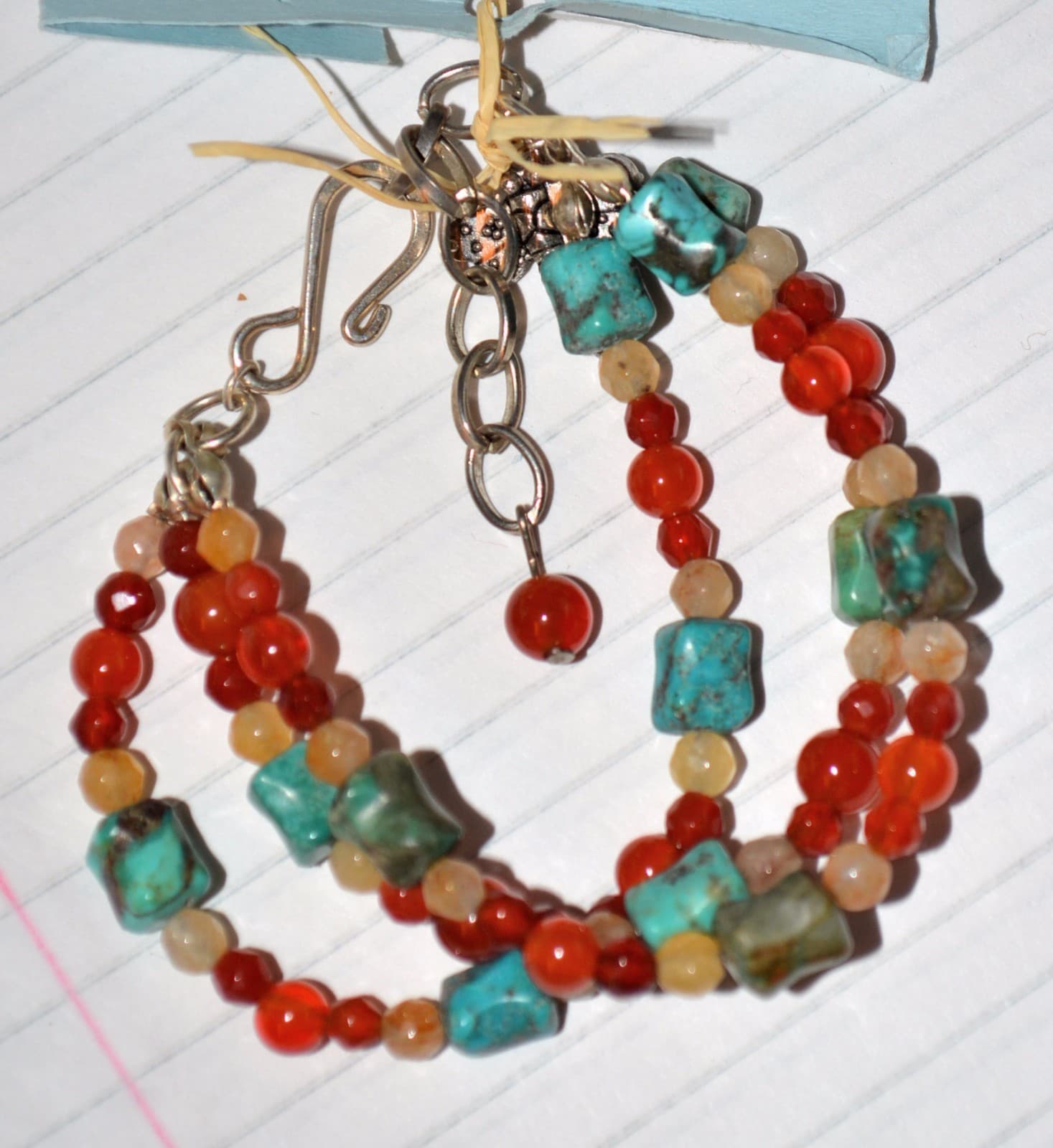 NEW ARTISAN made triple strand Bracelet 7 Chakras Healing Natural Gemstone
