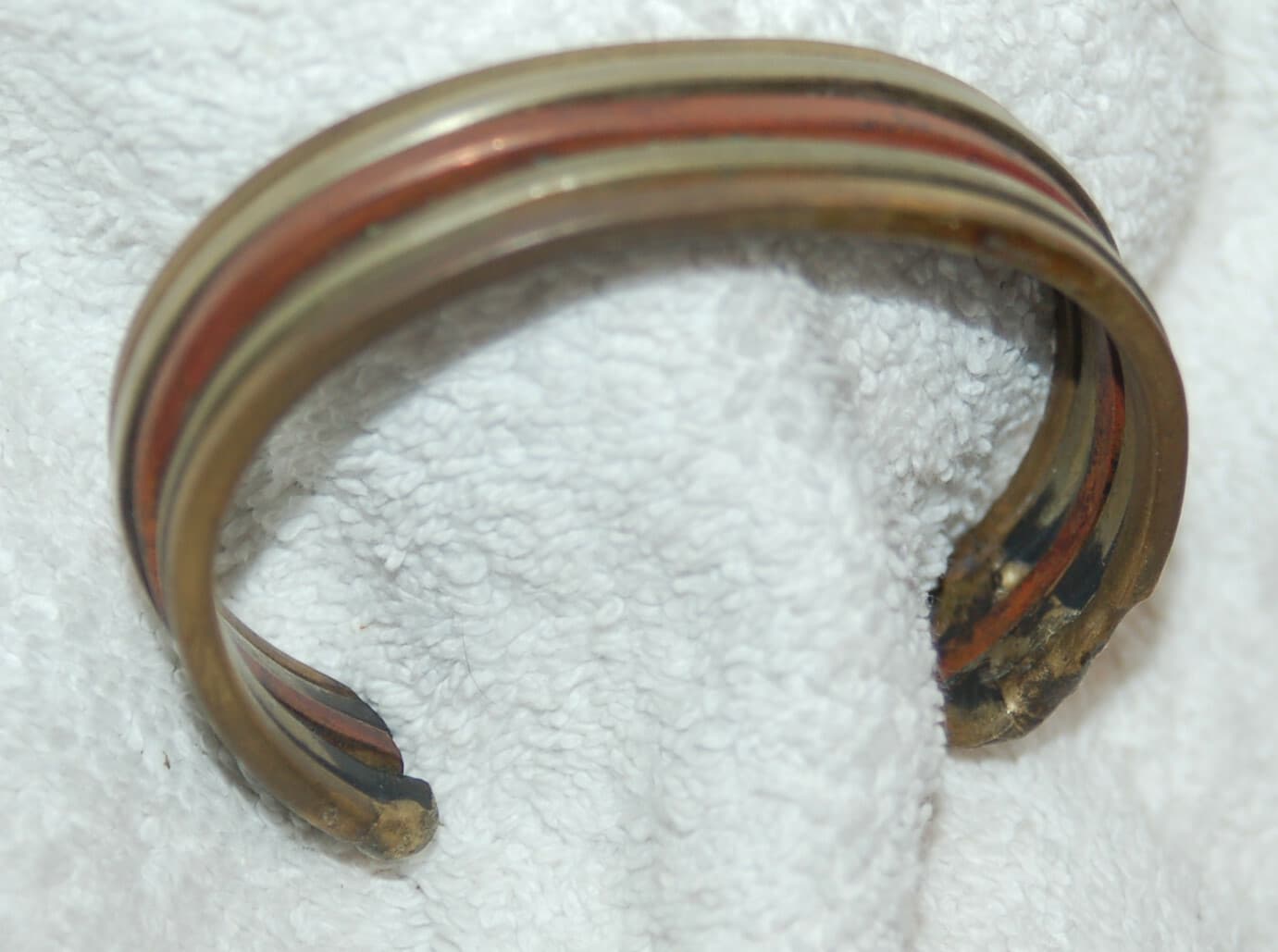 Vintage Brass Brutalist Modernist copper ART Cuff Bracelet mixed metals