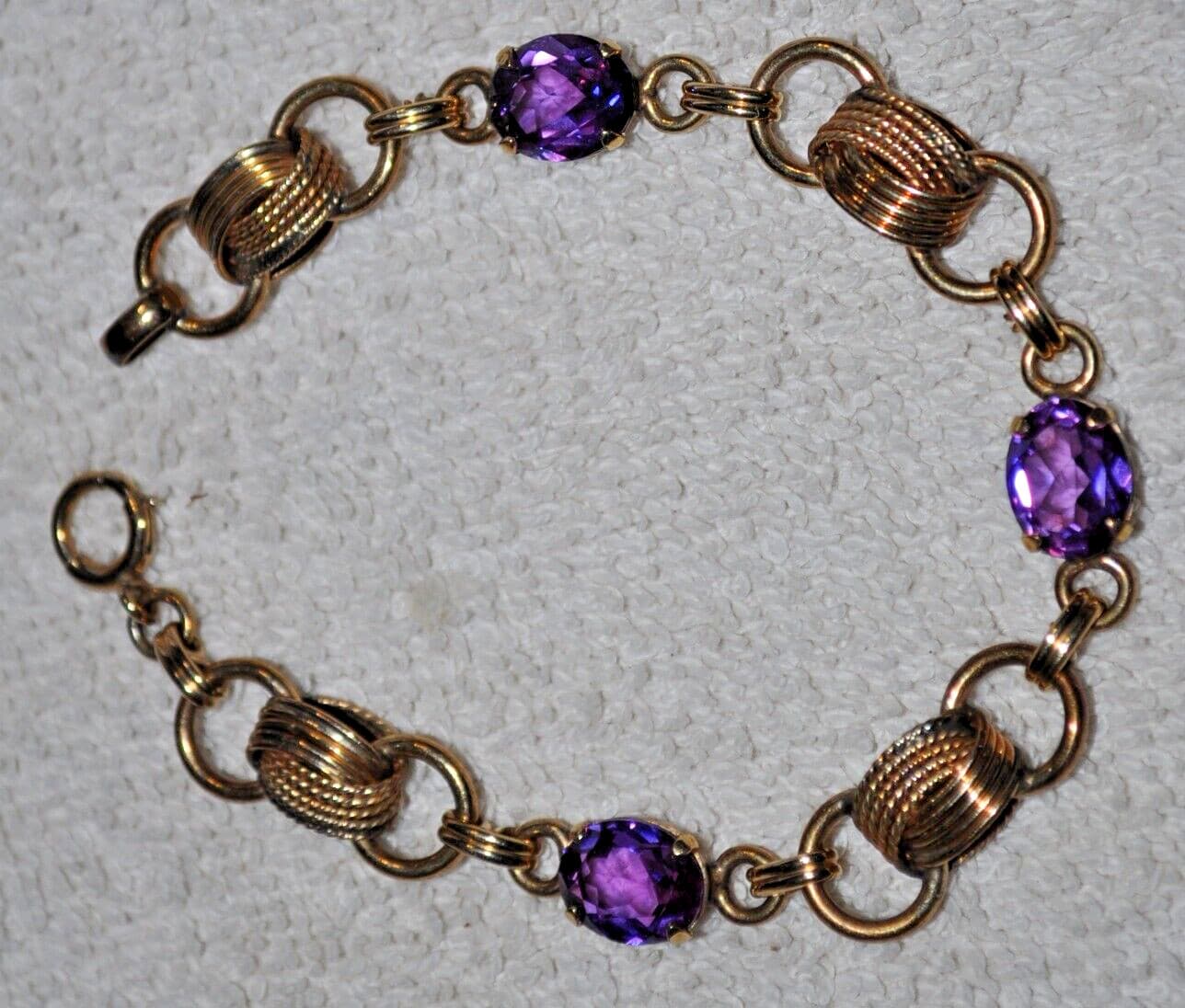 Vintage WINARD bracelet 12KT Gold Fill Pin GF Purple mid century