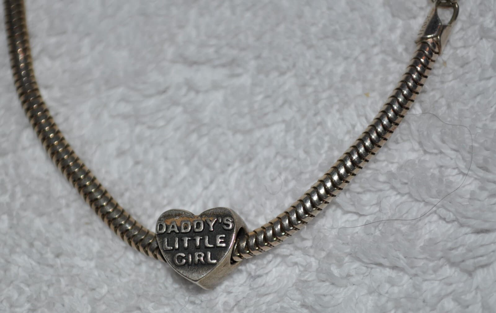 CHARMED MEMORIES DADDY'S LITTLE GIRL HEART CHARM & bracelet SS RL ITALY 925