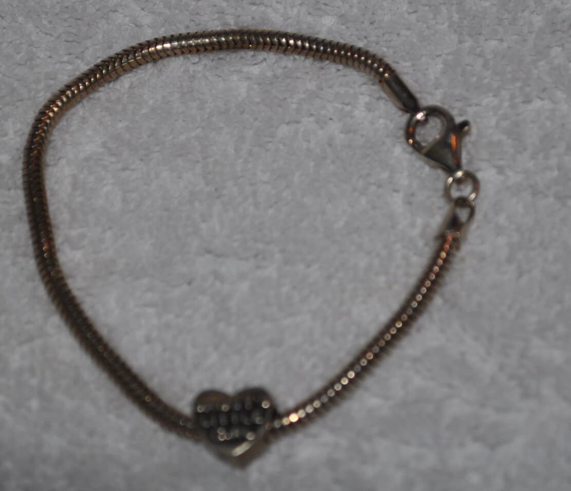 CHARMED MEMORIES DADDY'S LITTLE GIRL HEART CHARM & bracelet SS RL ITALY 925