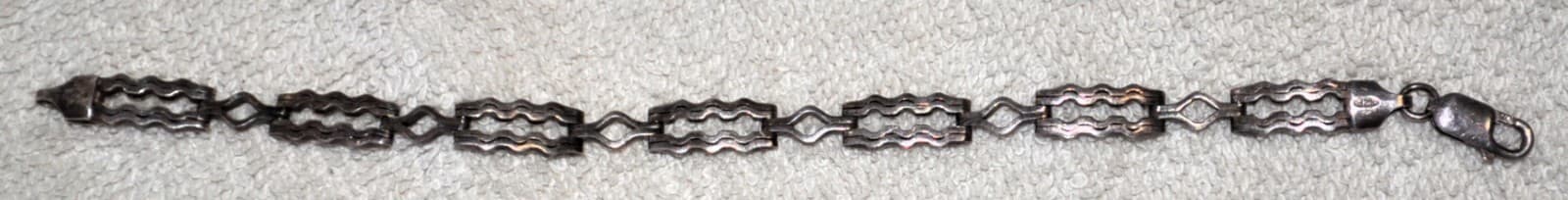 vintage long design bar links sterling Silver Italy Bracelet 11.7 g 7"