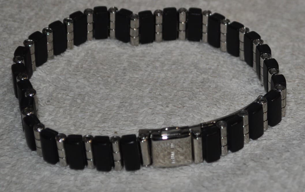 MANUEL ZED Made Italy Stylish Men’s stainless steel Bracelet Black Inlays 8”
