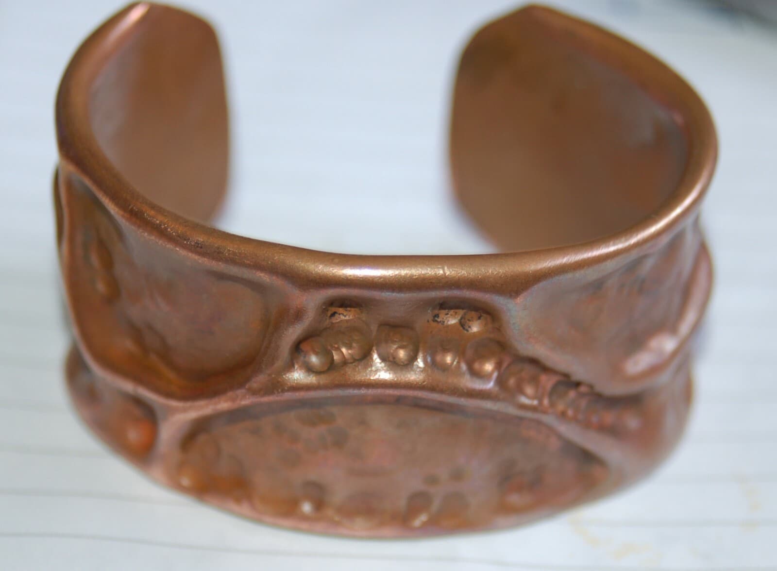 VINTAGE BRUTALIST CUFF COPPER WIDE MODERNIST MINIMALIST BRACELET thick