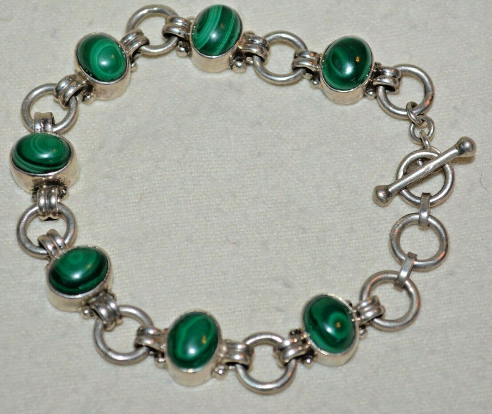 GENUINE MALACHITE BRACELET 925 STERLING SILVER 30 grams
