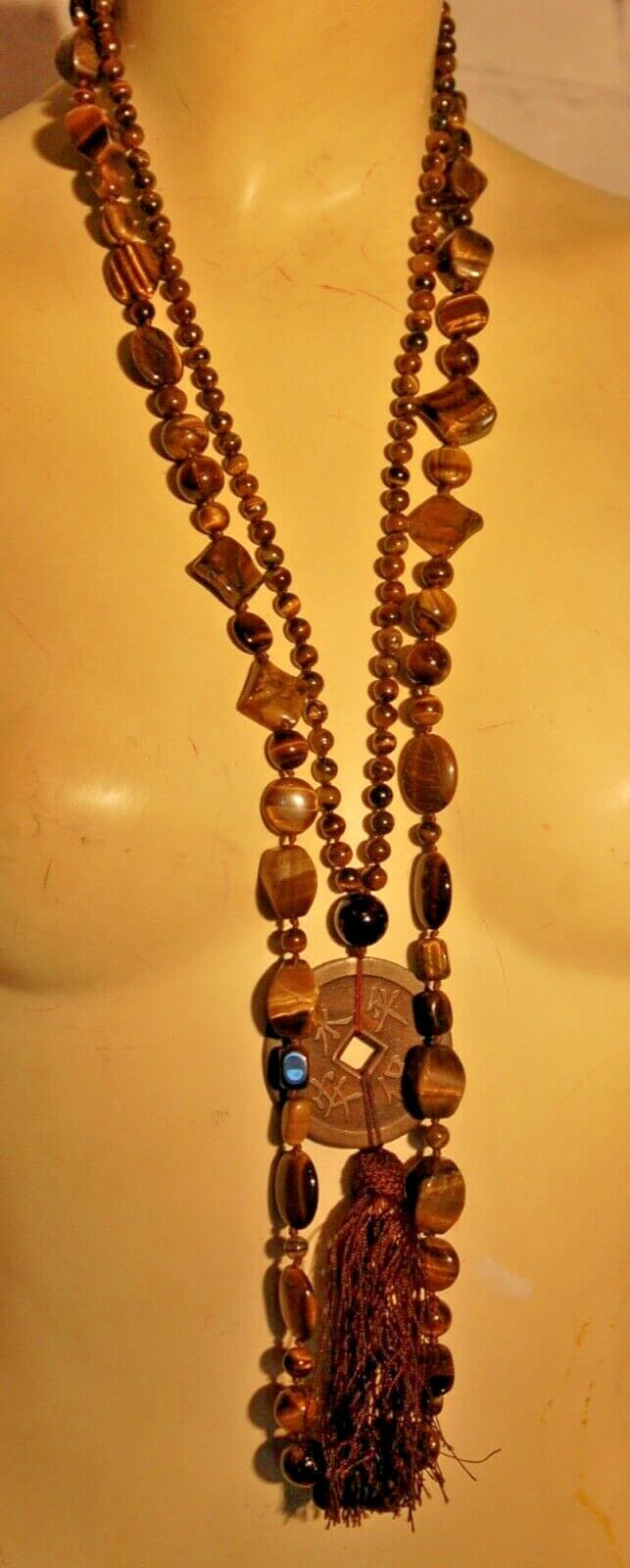 Vintage Lot Tiger's Eye Necklace stunning designer 2 necklaces tiger eye