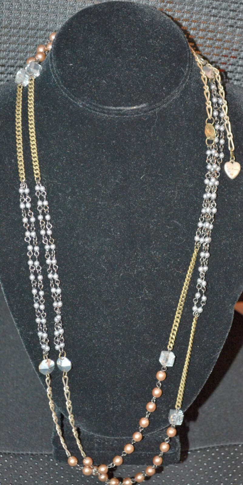 Betsey Johnson Jewelry pearls crystals necklace 56" beads super long chain