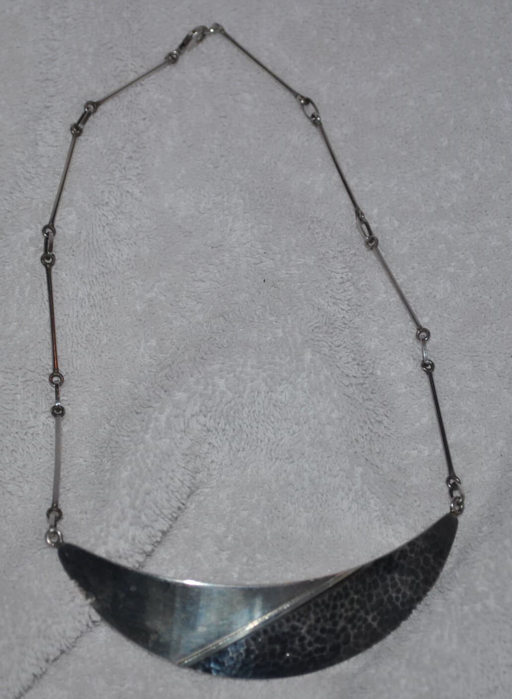 Vintage 925 Sterling Silver Dellopina large signed necklace Peru Tribal