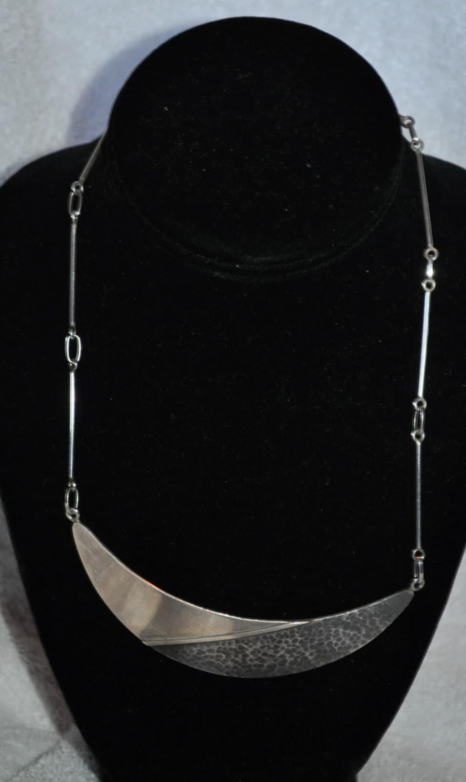 Vintage 925 Sterling Silver Dellopina large signed necklace Peru Tribal