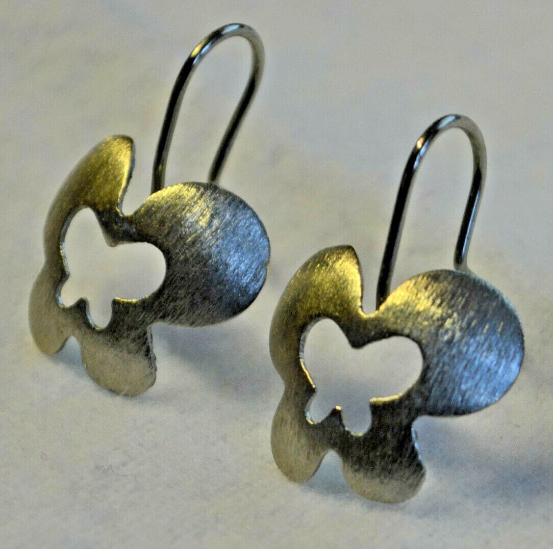 BAHUS venezuela 18K gold plated butterfly cut out earrings STUNNING CRISP silver