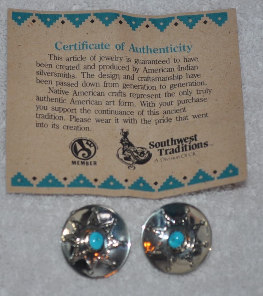 Southwest Sterling silver JJ signed vintage Turquoise Post Earrings