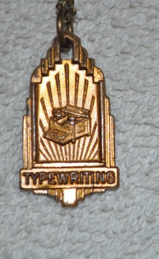 Vintage Typewriting Pendant/Charm, Art Deco medal