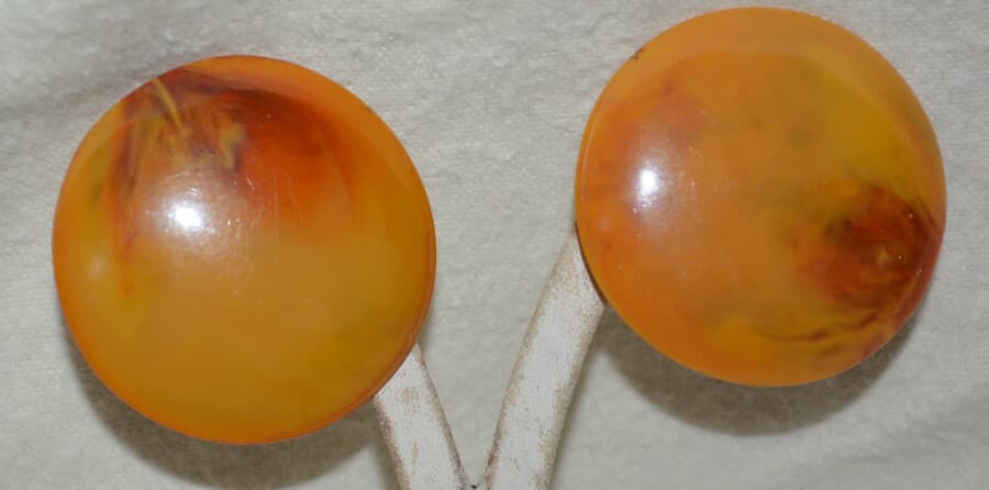 vintage Swirl Bakelite Disc clip on Earrings larger giant fun Bakelite Jewelry