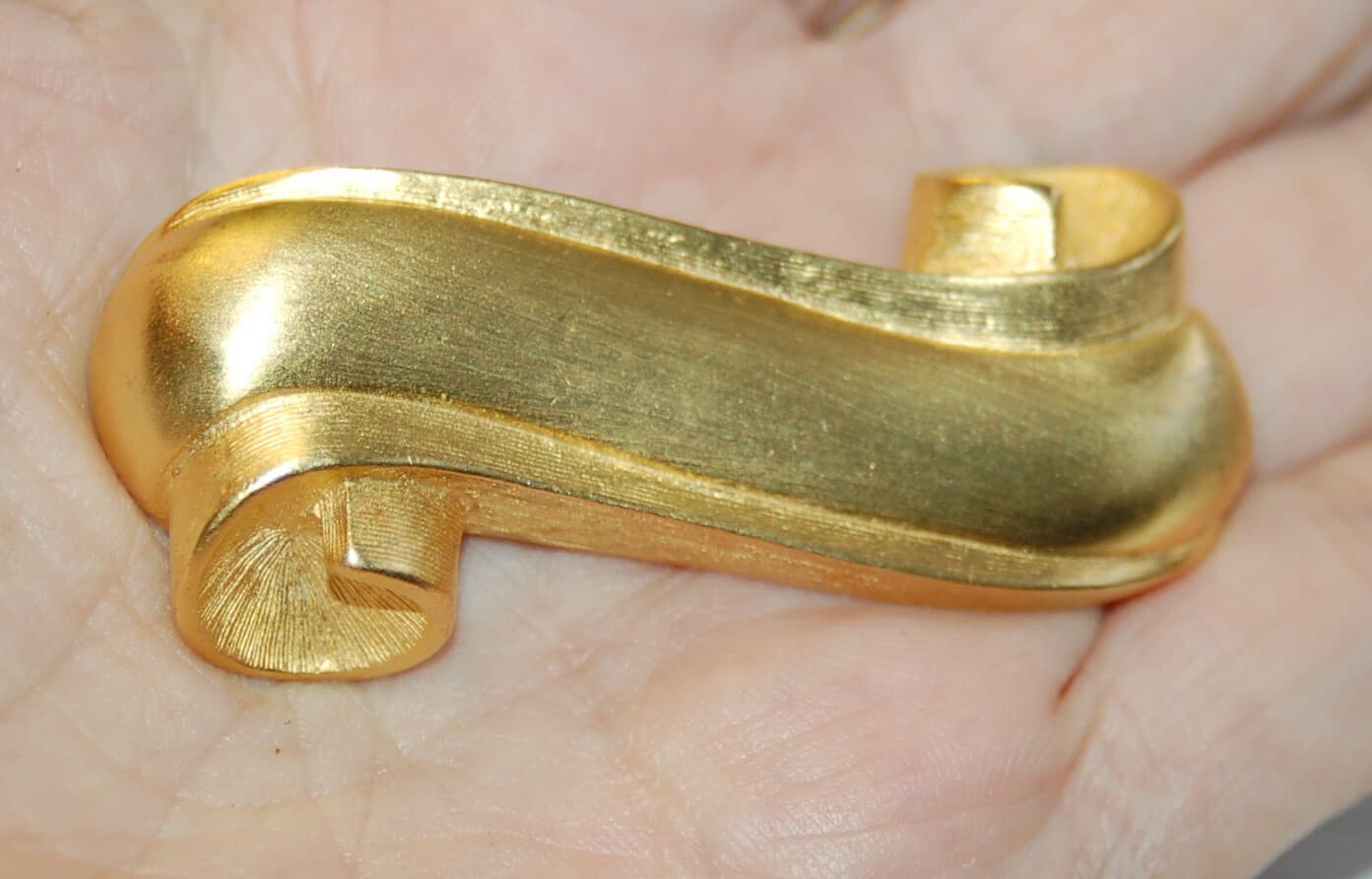 Vintage Designer SIGNED Givenchy Gold-Tone Rose Ribbon Statement Brooch Pin