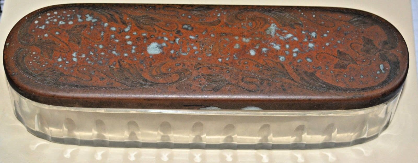 GG HALLBERG sweden glass covered hallmarked dish jewelry box