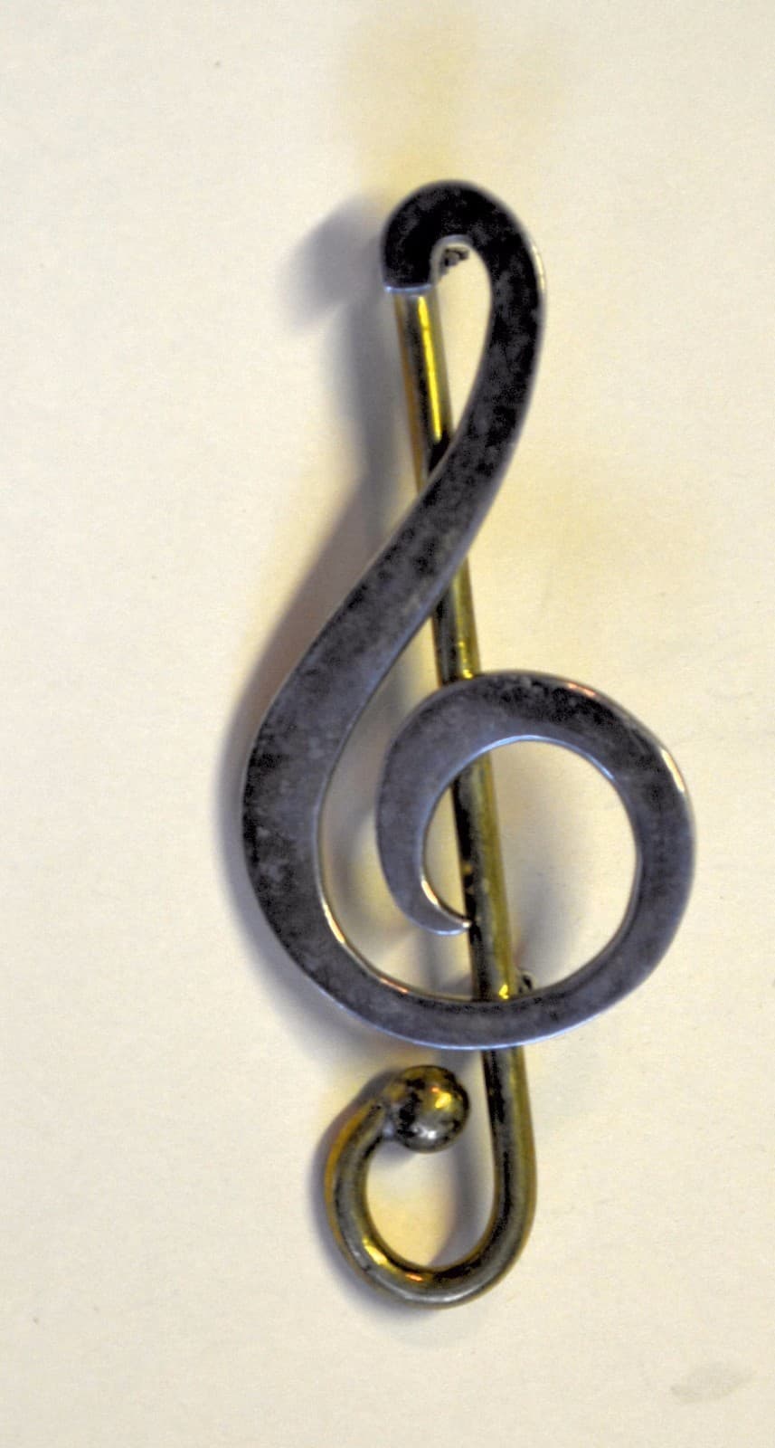 estate vintage 14 grams 925 Sterling Silver Treble Clef Pin Brooch mexico
