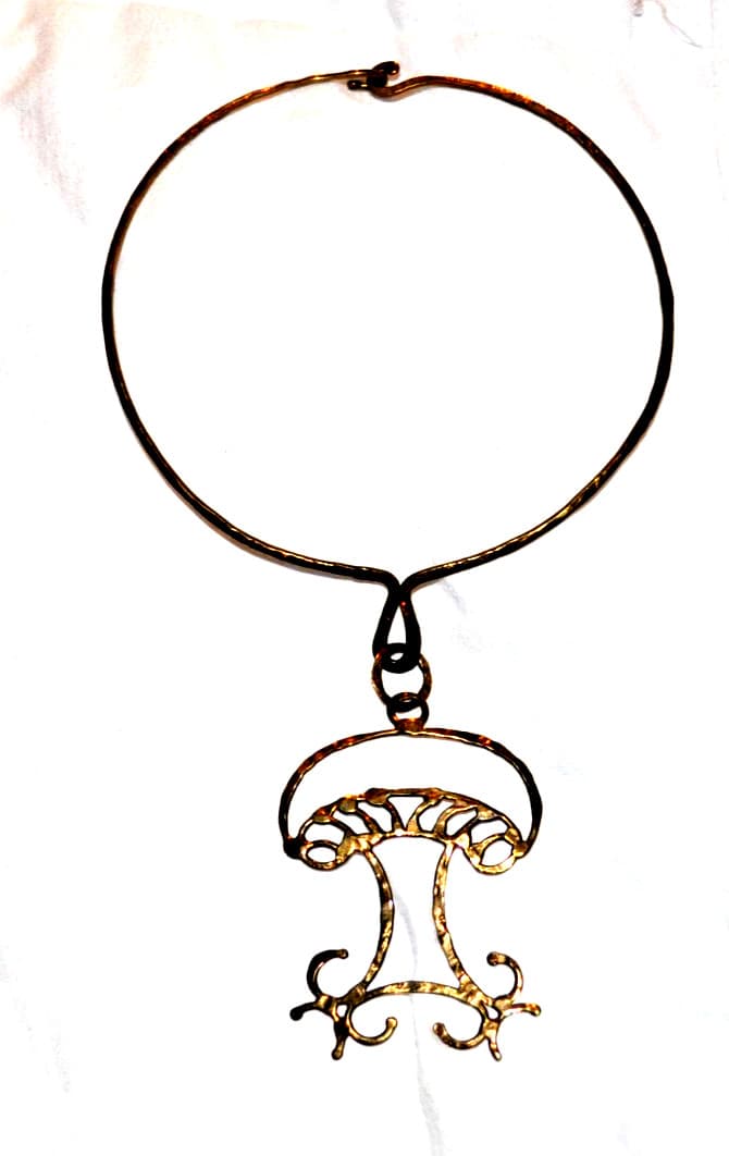 Jorma Valo Valo-Koru Finland large bronze pendant necklace vintage MUSHROOM