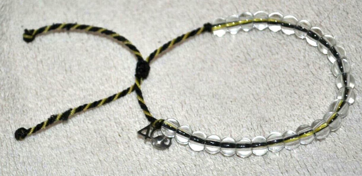 4OCEAN Recycled Shark Bracelet clear recycle beads on black string adjustable