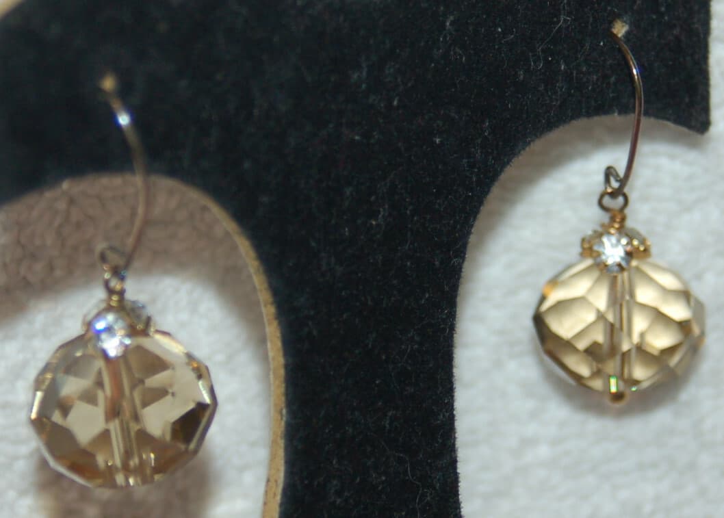 DROPS TOPAZ glass stone gems SILVER EARRINGS
