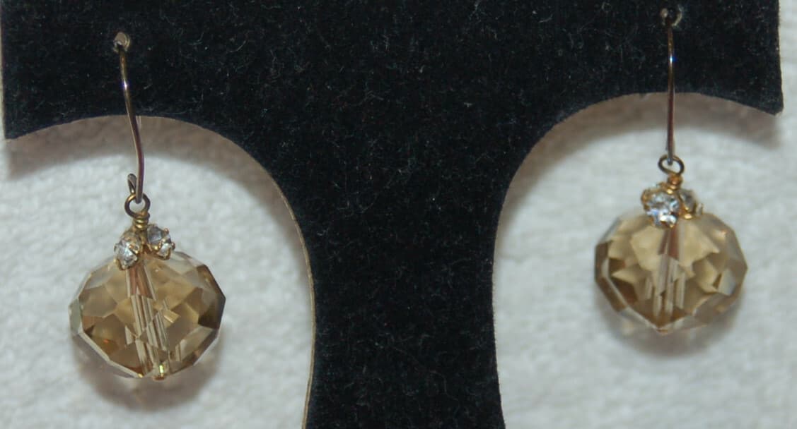 DROPS TOPAZ glass stone gems SILVER EARRINGS