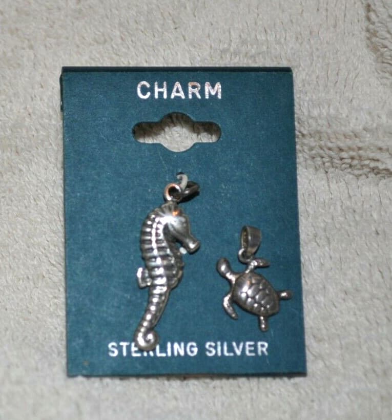 seahorse & turtle charms 925 Solid Sterling Silver Charm Pendant