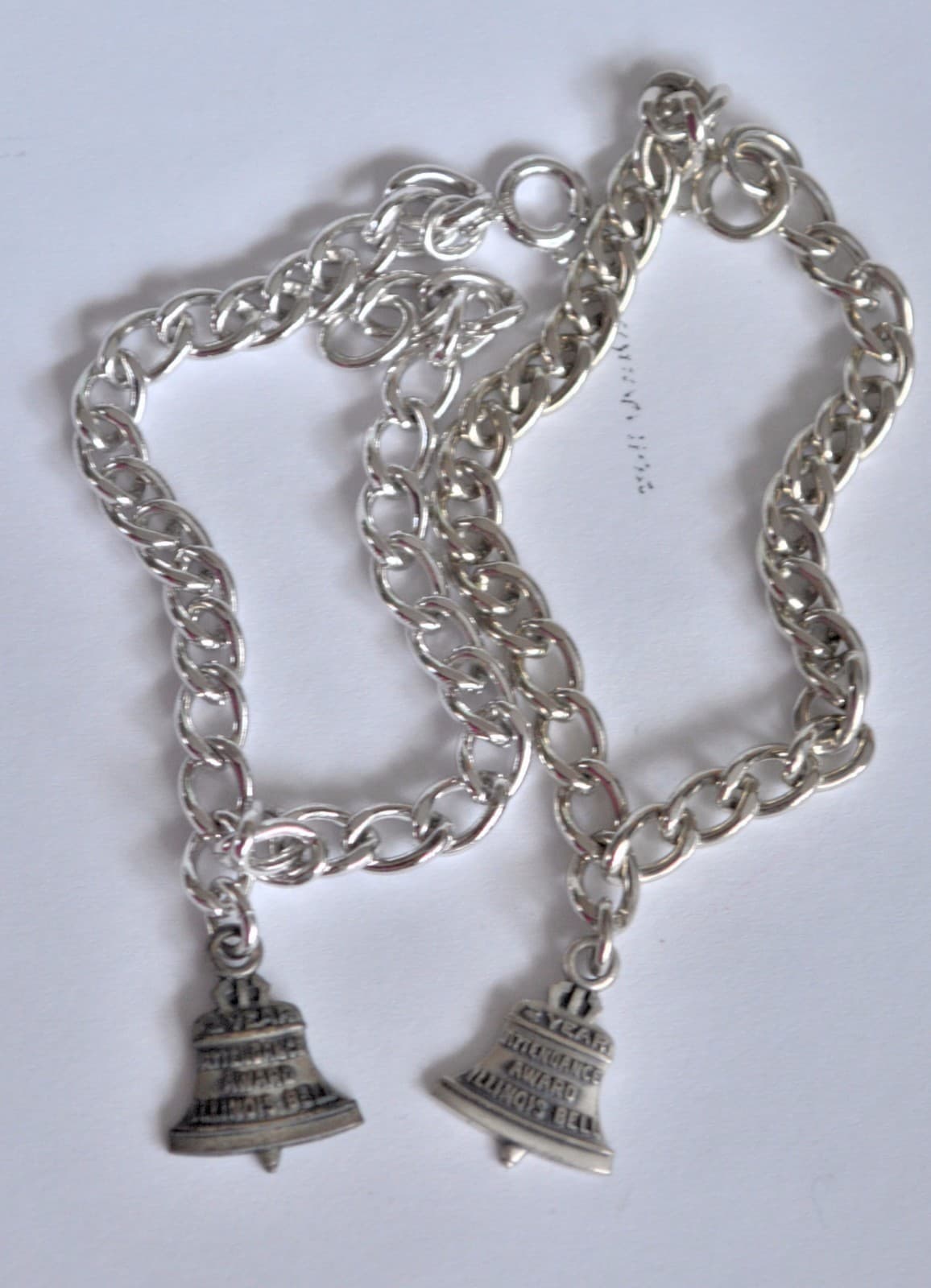 VINTAGE STERLING ILLINOIS BELL 2 YEARs ATTENDANCE CHARM on bracelet ONE CHARM