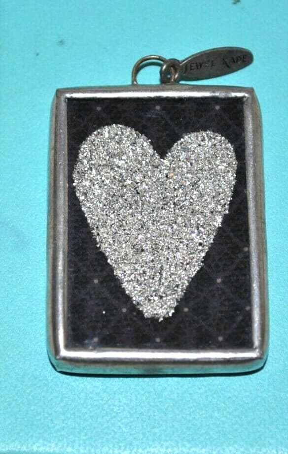 Jewel Kade Couture Silver Glitter Heart Reversible Pendant Vintage ICONIC FUN