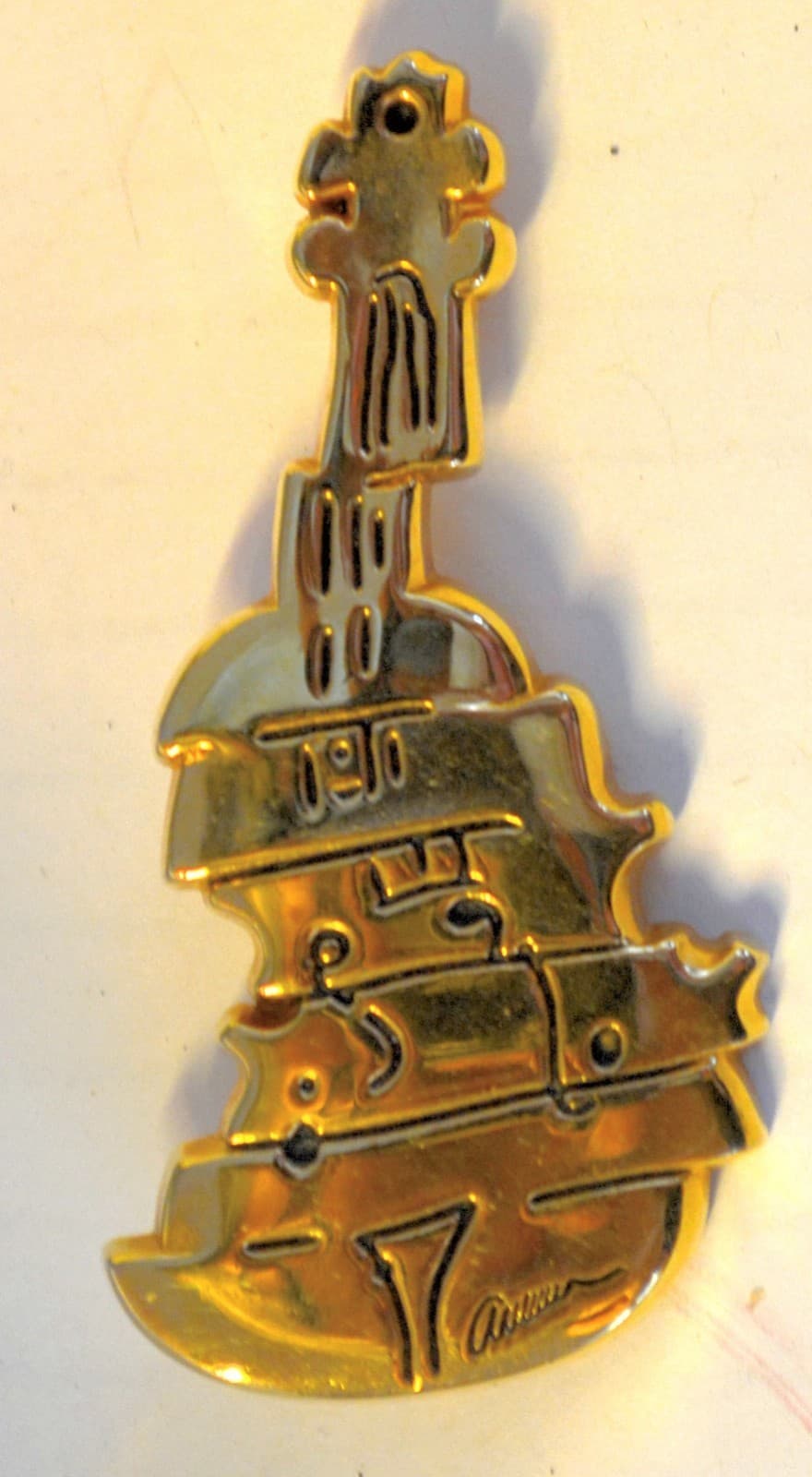 Vtg French Arthus Bertrand Mid-Century guitar cello instrument Pin Signed Rare