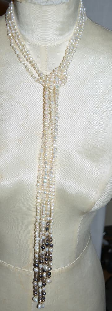 Multi-Strand genuine longest wrap it around around Pearl Lariat Necklace