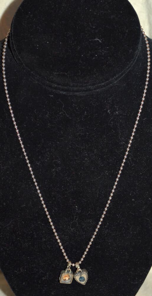 Sterling Silver ball chain ITALY Heart Lock box crystal designer necklace