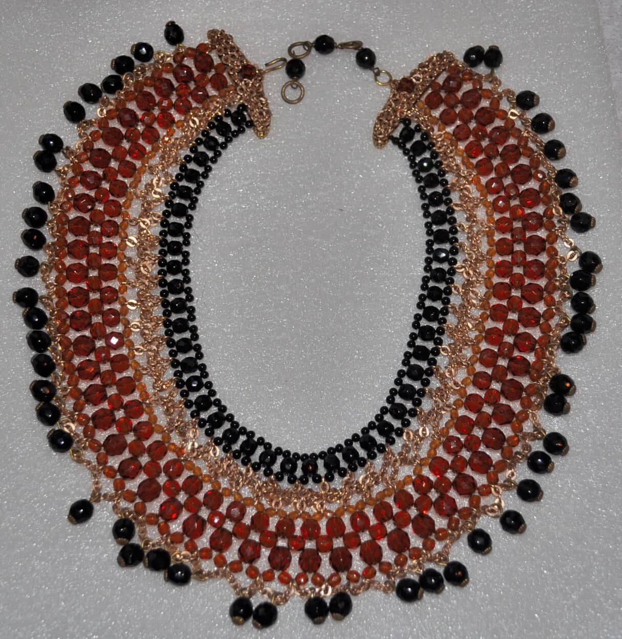 Vintage COPPOLA E TOPPO large bib collar necklace signed crystal glass beads