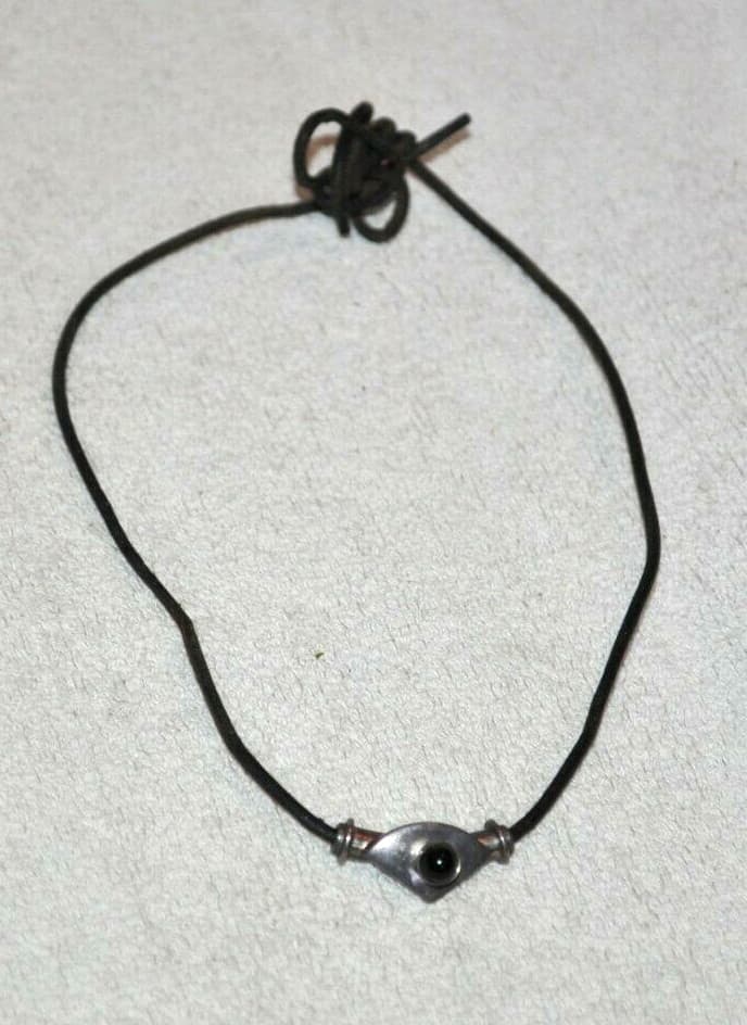 Sterling Silver ONYX pendant slide artist unique long Leather necklace