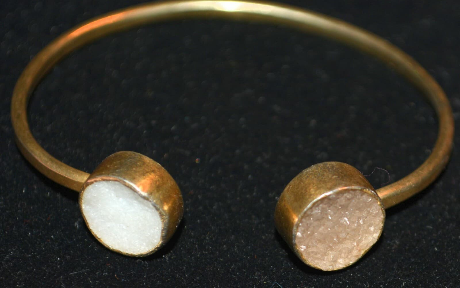 STERLING SILVER DRUZY QUARTZ CUFF BRACELET DESIGNER SIGNED stunning FUN