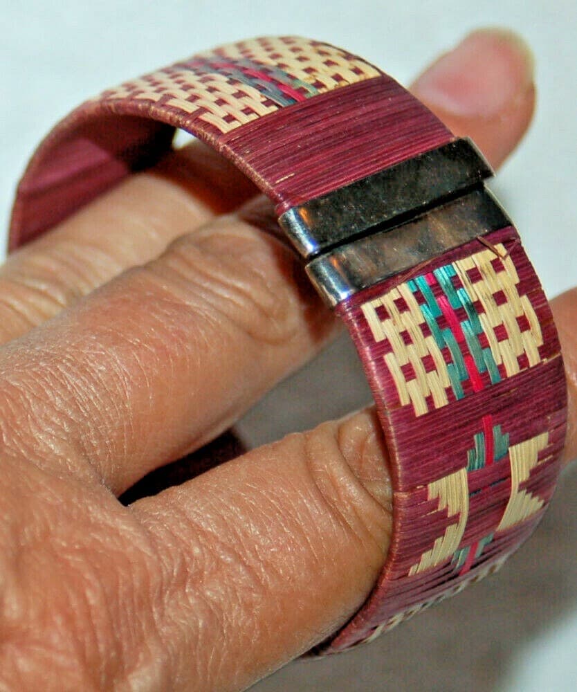 1000 plata Silver Woven Cuff Bracelet organic natural pattern