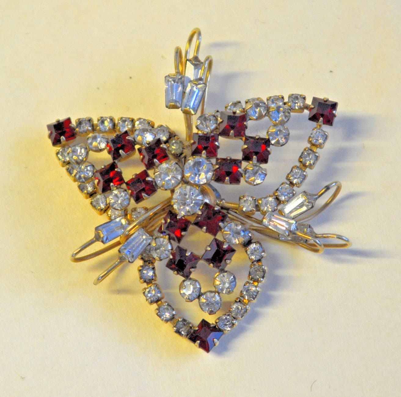 Signed PHYLLIS Vintage BROOCH PIN Rhinestone Gold Filled