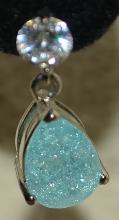 Blue Pear Cut Tear Drop Silver Earrings stunning like shattered glass stones