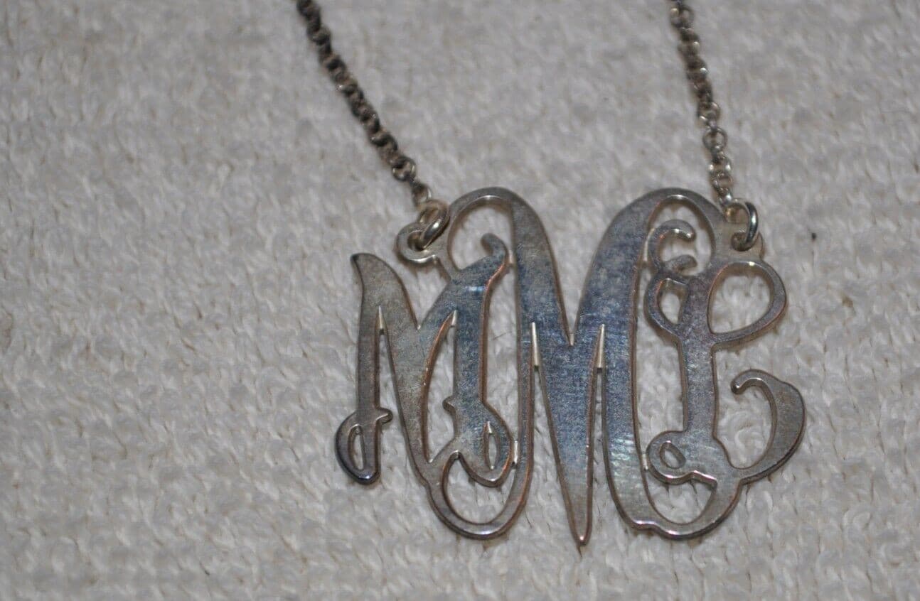 Vintage 925 Sterling Silver Initials "MML" Pendant Chain Necklace 4.9 grams