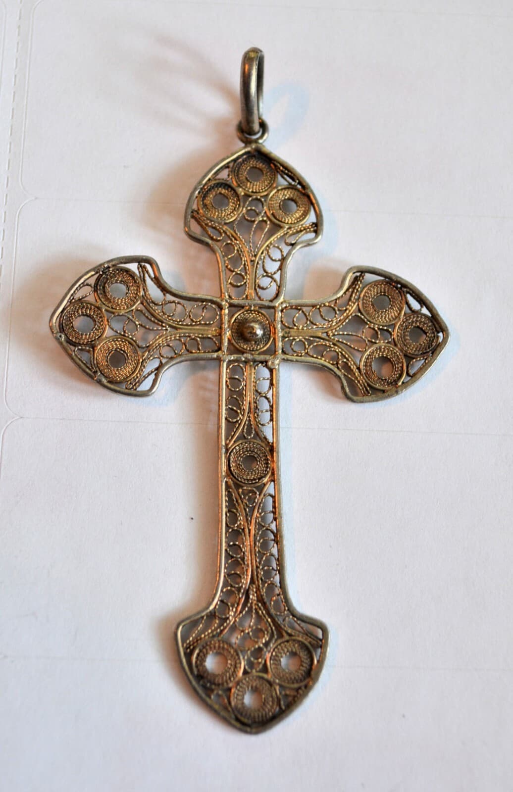 vintage 925 Sterling Silver detailed Large Filigree Cross Pendant 5 g.