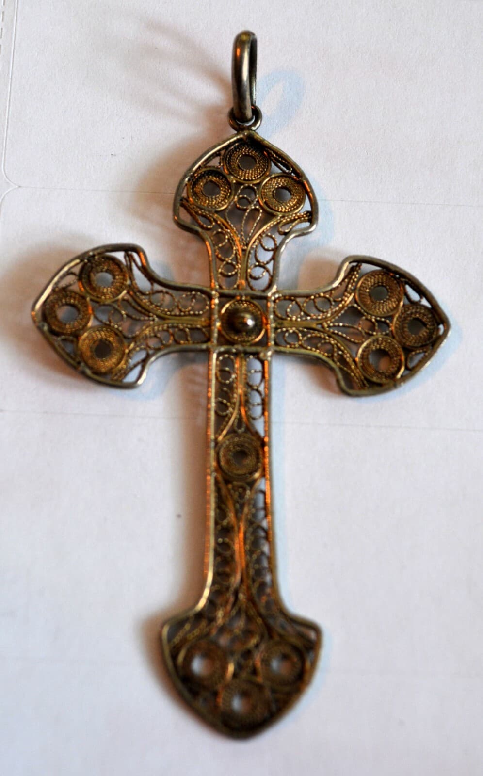 vintage 925 Sterling Silver detailed Large Filigree Cross Pendant 5 g.